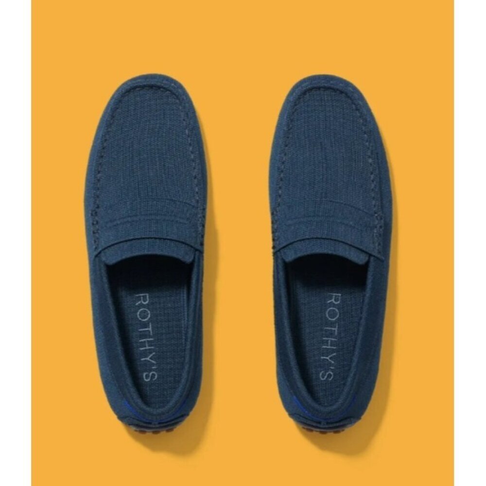 Rothy’s Men’s 12.5 Blue Slip-On Driving Loafers Recycled Knit Rubber Sole Shoes - Picture 11 of 14